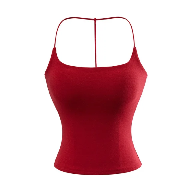 Solid Color Pure Desire Style Slim fit Detachable Chest Pad Sling Red - Shop at LoveMi