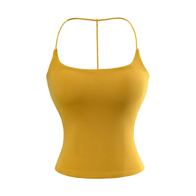 Solid Color Pure Desire Style Slim fit Detachable Chest Pad Sling Yellow - Shop at LoveMi