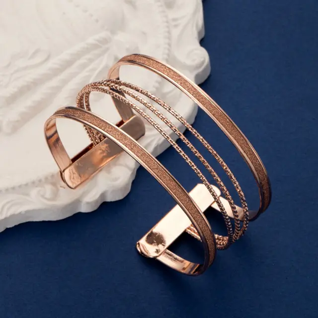 Versatile Personality Open Geometric Hollow Frosted Bracelet Ab1142 Champagne - Shop at LoveMi