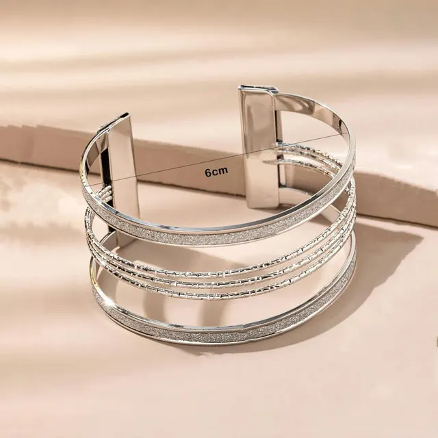 Versatile Personality Open Geometric Hollow Frosted Bracelet Ab1142 Silver - Shop at LoveMi