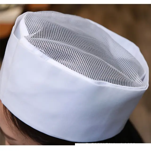 Cooking Cap Work Chef Cap Breathable Flat Top A Tall Hat White Mesh Top - Shop at LoveMi