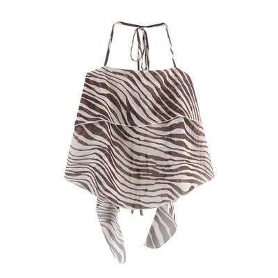 Animal Print Halter Spaghetti Straps High Waist Skirt Suit Top L - Shop at LoveMi