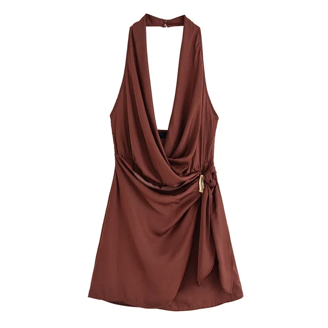 Gold Inlaid Hanging Collar Off the shoulder Women's Dress Picture Color - Shop at LoveMi