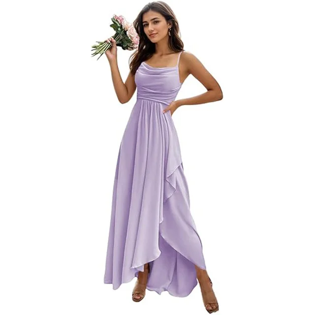 Women's Pure Color All matching Sexy Single Strap Waist tight Dress Lilac - Shop at LoveMi