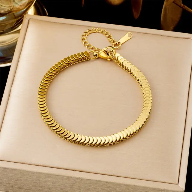 All matching Ins Gold Fashion Ornament Bracelet 5123 Wafer Chain - Shop at LoveMi