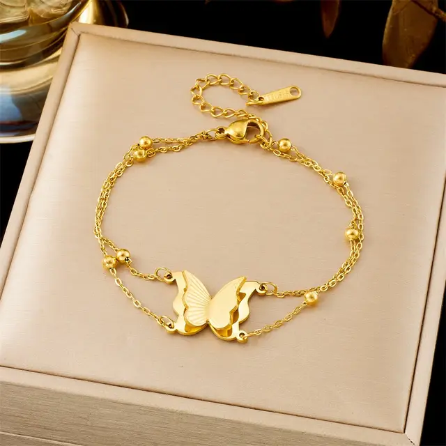 All matching Ins Gold Fashion Ornament Bracelet 5313 Bead Necklace Butterfly - Shop at LoveMi