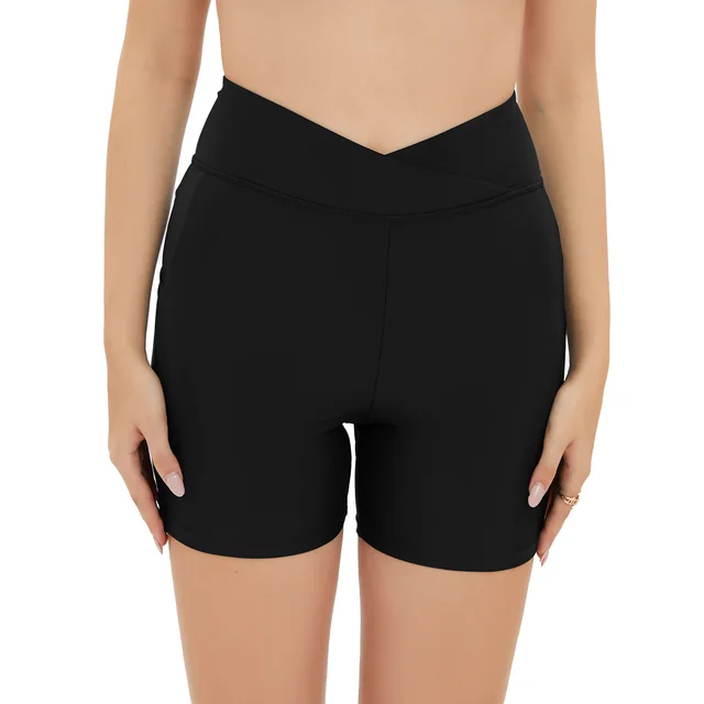 High Waist Swimming Trunks Stretch Slim Fit Trunks Black - Shop at LoveMi