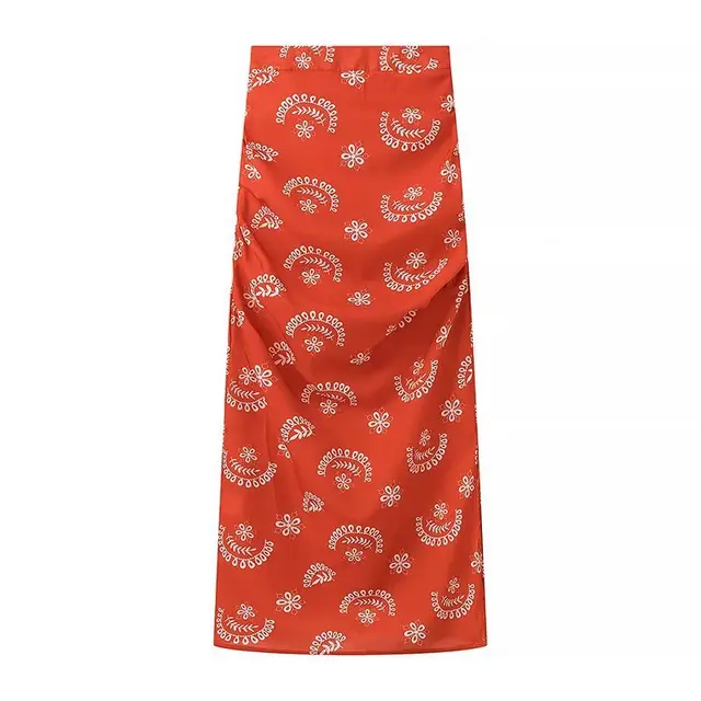 Casual Temperament Top Skirt Printing Suit Red Overskirt - Shop at LoveMi