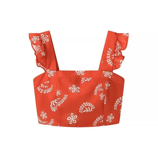 Casual Temperament Top Skirt Printing Suit Red Top - Shop at LoveMi