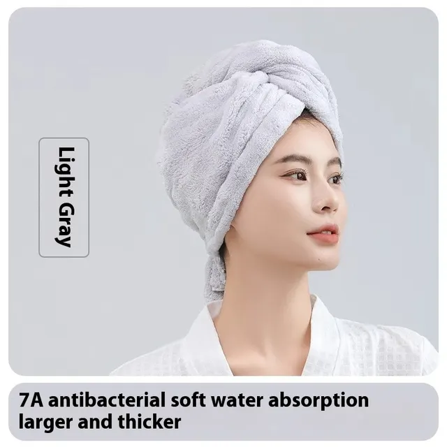 Bubble Velvet Wide Tail Hair drying Quick drying Towel Shower Cap Light Gray - Shop at LoveMi