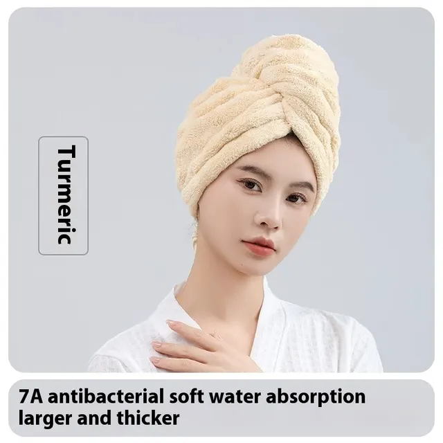 Bubble Velvet Wide Tail Hair drying Quick drying Towel Shower Cap Turmeric - Shop at LoveMi