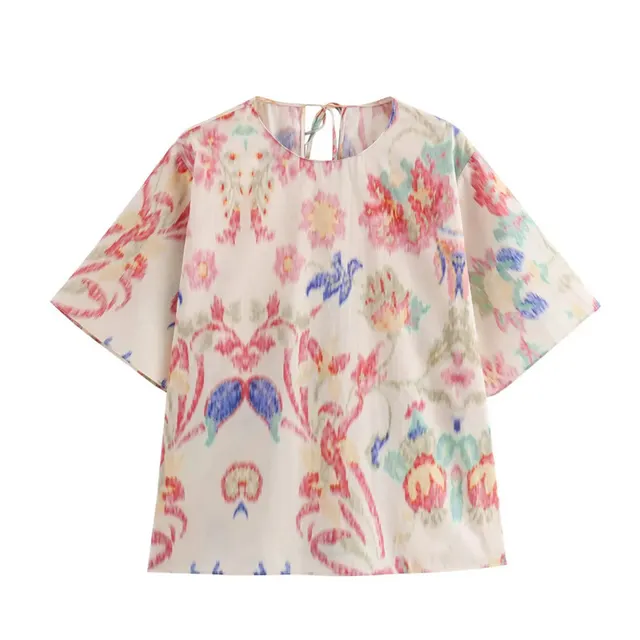 Printed Pullover Short Sleeve Trousers Suit Top - Shop at LoveMi