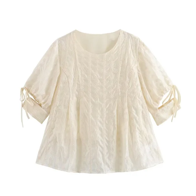 Women's New Loose Embroidered Half Elastic Shorts Short Sleeve Top Suit Top - Shop at LoveMi