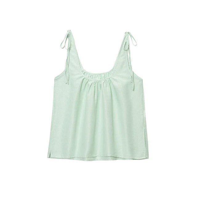 Summer New Polka dot Loose fitting Sling Top Cyan - Shop at LoveMi