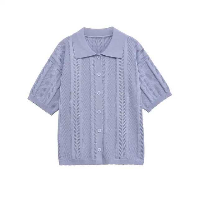 Polo Shirt Top Hollow Out Suit Trousers Comfort And Casual Top - Shop at LoveMi