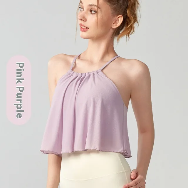 Mesh Yoga Clothes Vest Women's Outer Wear Sling Pink Purple - Shop at LoveMi
