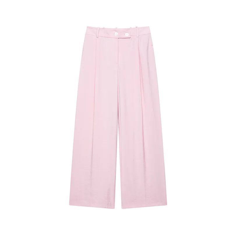 Women's Double Breasted Hanging Collar Vest Wide Back Pants - Pants - View 1