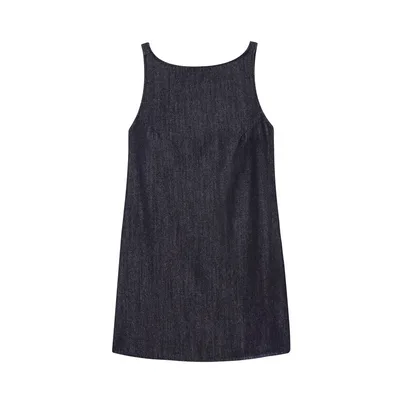 Women's Fashion Simple Sleeveless Backless Denim Short Dress Blue - Shop at LoveMi