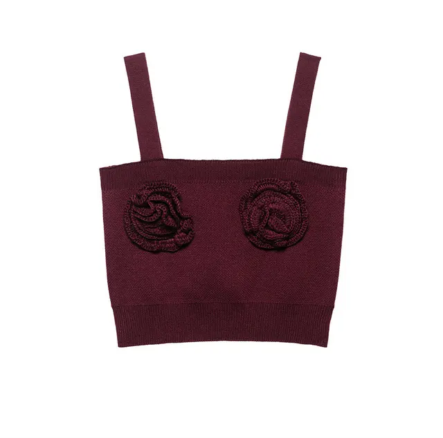 Wool Blend Rose Applique Top Shorts Knitted Cardigan Sling - Shop at LoveMi