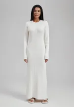 Figure-flattering Foreign Trade Thermal Base Long Sleeve Sweater Dress - White