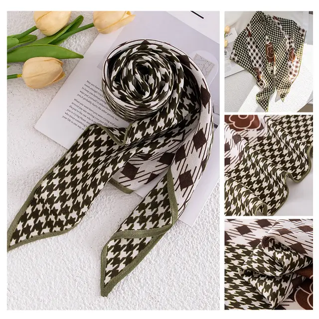 Vintage Print Polyester Fashion Scarf Dual use Shawl Green Houndstooth - Shop at LoveMi