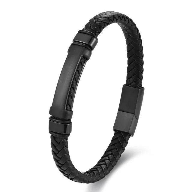 European And American Popular Simplicity Men's Weaving Leather Bracelet Black - Shop at LoveMi