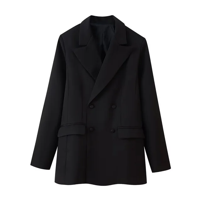 Lapel And Waist Tight Decorated Row Button Blazer Pink Lace Mid length Dress Set Black Top - Shop at LoveMi