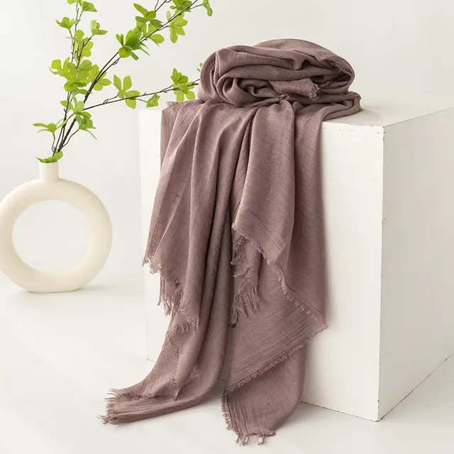 Thin Type Sunscreen Scarf Imitation Cotton And Linen Solid Color Simple Shawl 27 Taro Purple - Shop at LoveMi