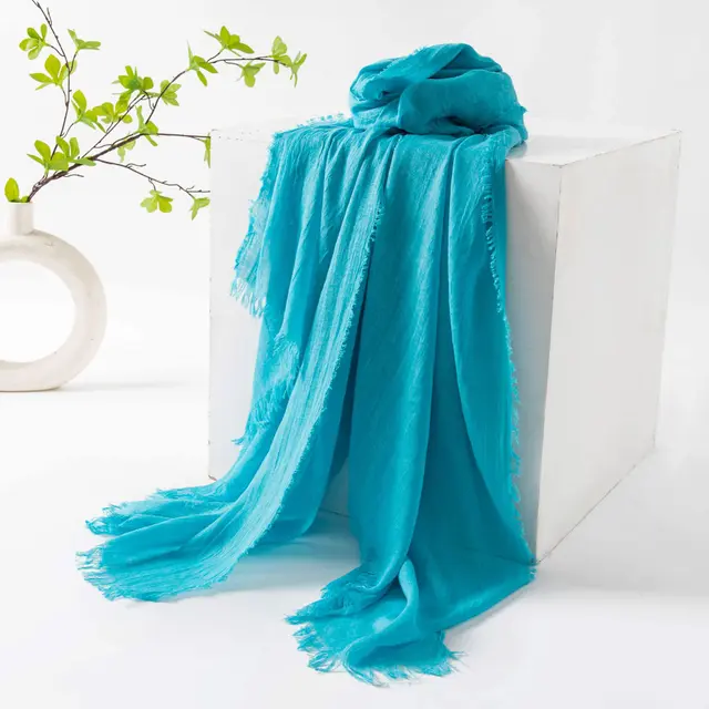 Thin Type Sunscreen Scarf Imitation Cotton And Linen Solid Color Simple Shawl 51 Sea Blue - Shop at LoveMi