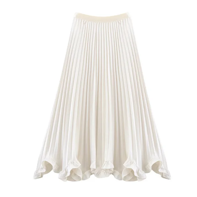 Heavy Industry Petal Wooden Ear Elegant Pleated Skirt White - Shop at LoveMi