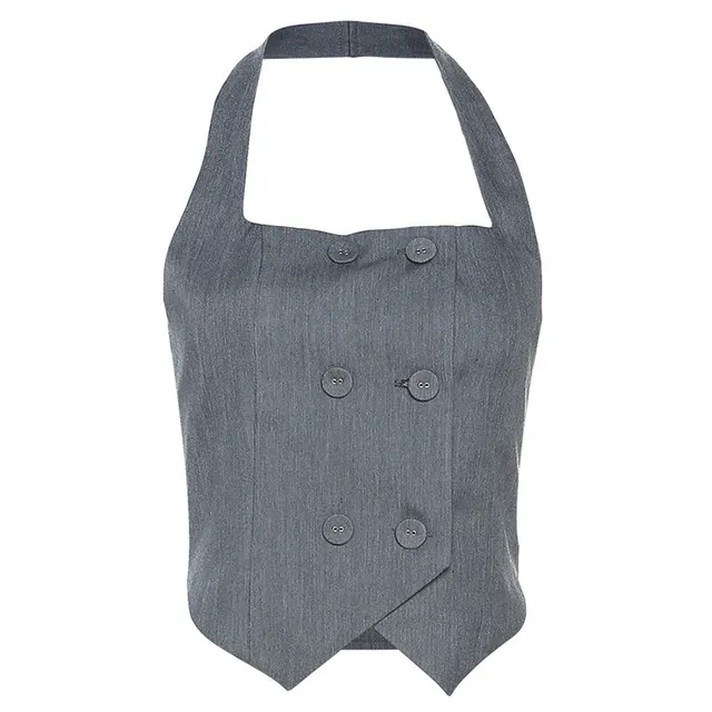 European And American Style Solid Color Slim Street Fashion Halter Sexy Backless Underwaist Women Gray - Shop at LoveMi