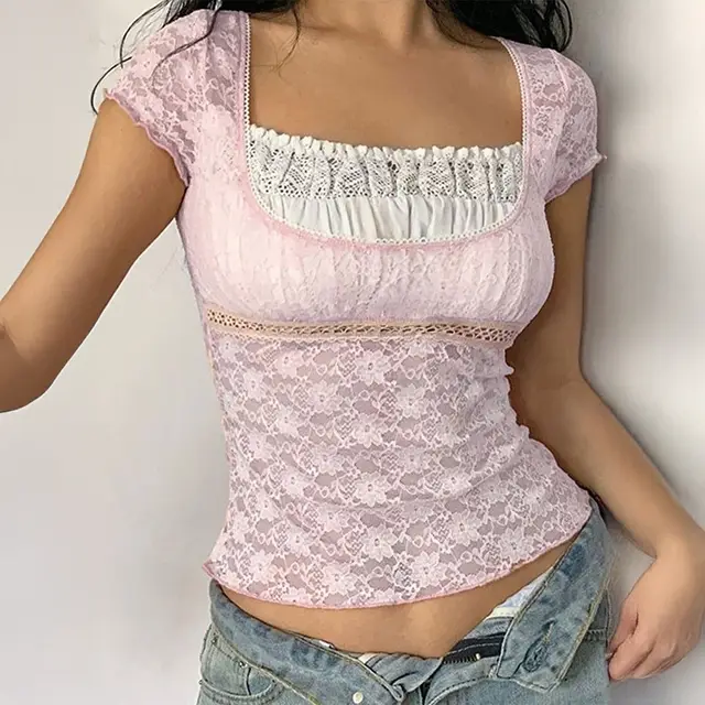 Design Blouse Women's Slim Fit Solid Color And V neck T shirt Pink - Shop at LoveMi