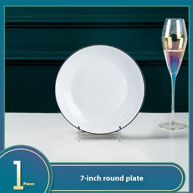 Ceramic Bowl Dish Household Minimalist Tableware 7 Inches Disc - Shop at LoveMi