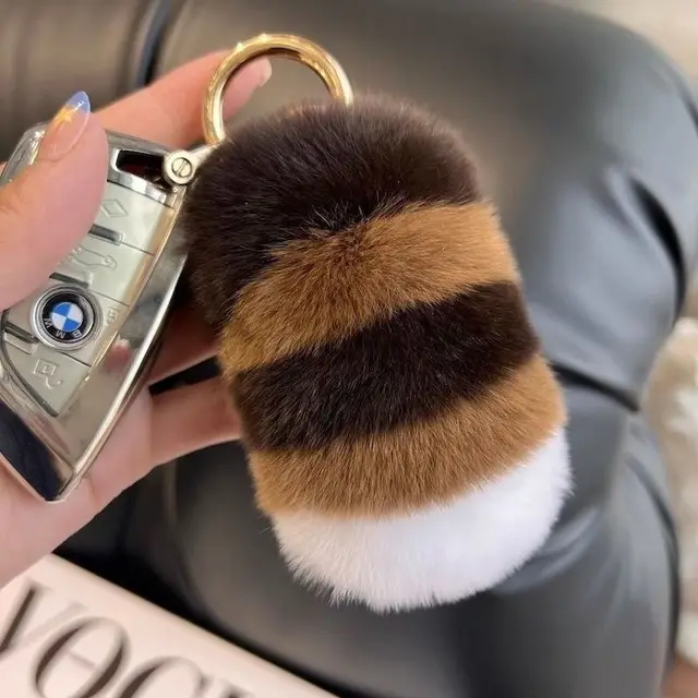 Car Key Ring Pendant Plush Doll Round Buckle - Shop at LoveMi