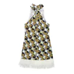 Feather Geometric Print Mini Sleeveless Dress - View 1