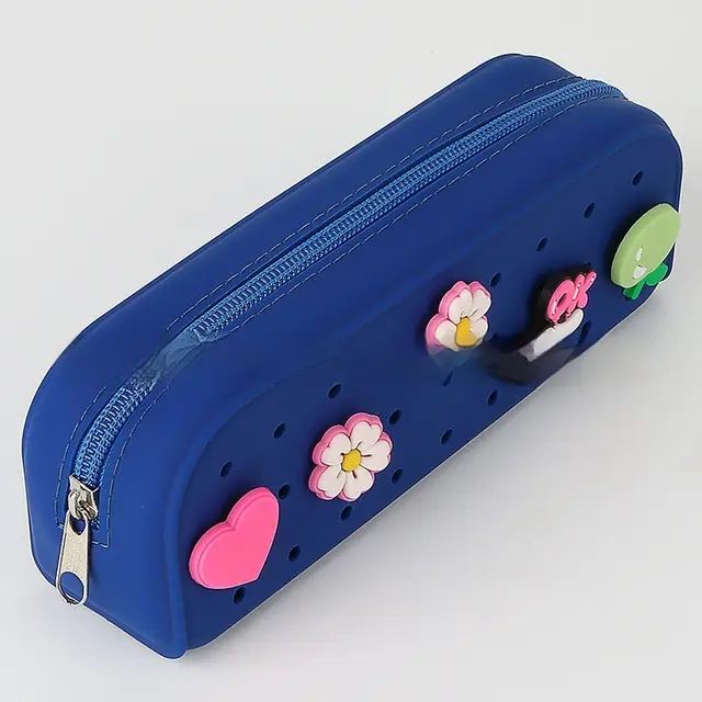 Student Cute Silicone Hole Pencil Case Blue - Shop at LoveMi