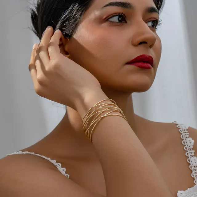 Elegant Classical Retro Style Cross Staggered Open ended Bracelet Gold - Shop at LoveMi