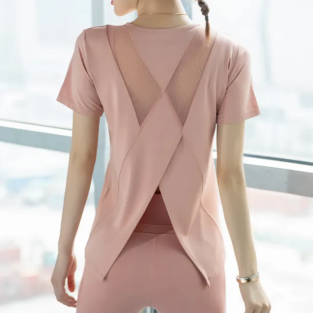 Mesh Professional High end Internet Celebrity Quick drying Athletic Short Sleeve Pink - Shop at LoveMi