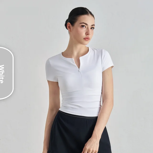 Slim Fit Slimming Yoga Short Sleeve High grade Tight Waist Inner Sports T shirt Round Neck Workout Top M6 - Shop at LoveMi