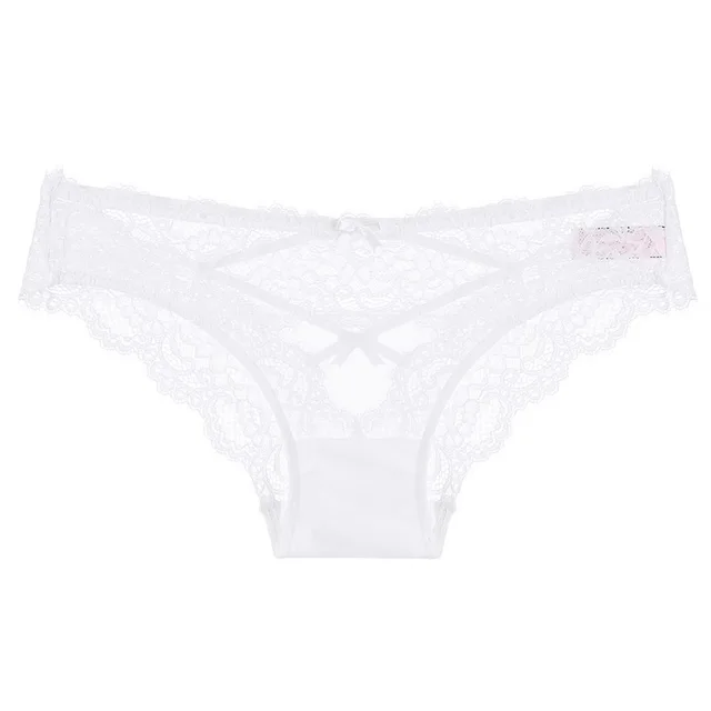 Cross Hollow Girl Transparent Low Waist Women's Briefs Breathable White - Shop at LoveMi
