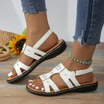 Platform Wedge Velcro Buckle Sandals - White