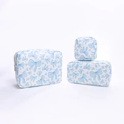 Printed Nylon Cosmetic Bag Travel Portable Storage Blue - Shop at LoveMi