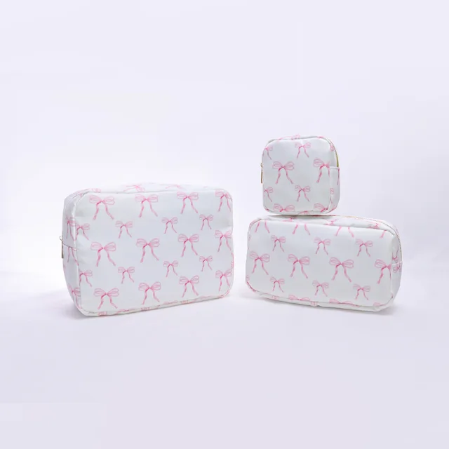 Printed Nylon Cosmetic Bag Travel Portable Storage White - Shop at LoveMi
