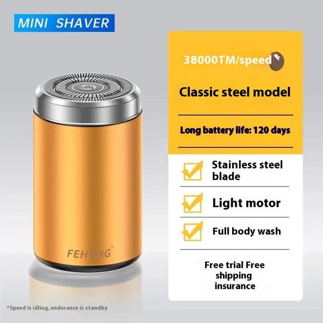 Mini Fully Washable Super Clean Portable Blade Men's Electric Shaver Gold Battery Life 120 Days - Shop at LoveMi