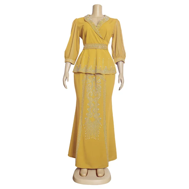 Slim Fit Dress Two piece Set Top Skirt Yellow - Shop at LoveMi