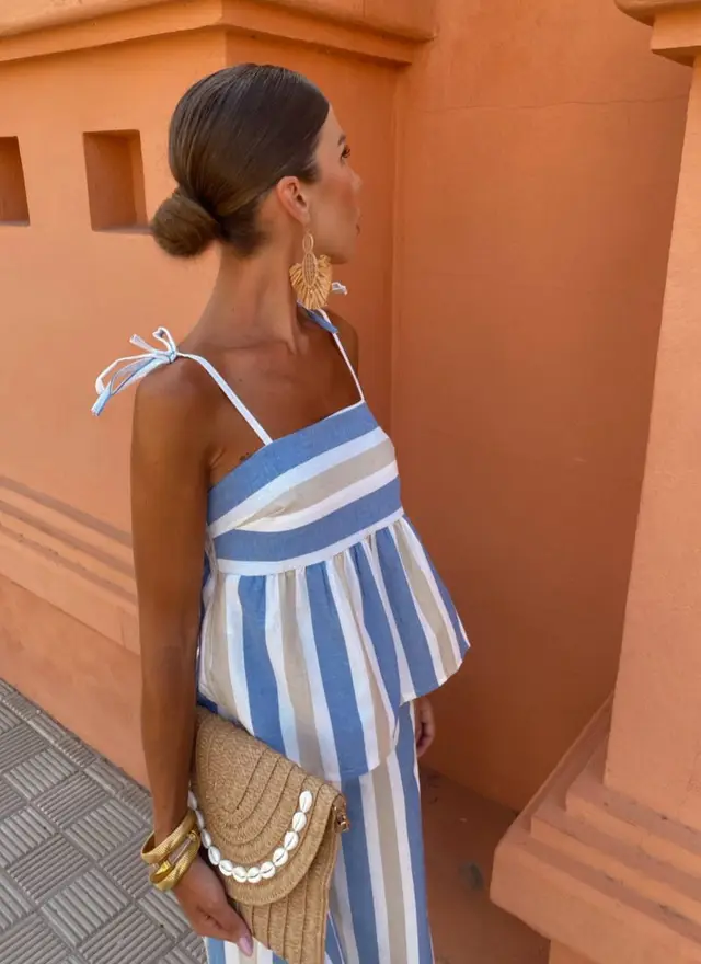 Color Matching Sling Top And Trousers Suit 2Picture - Shop at LoveMi