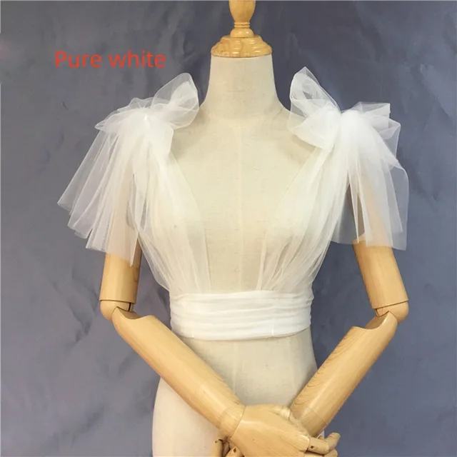 Mesh Bow Outer Wear Waist tight Shawl Dress All matching Accessories Small Top Pure White - Shop at LoveMi