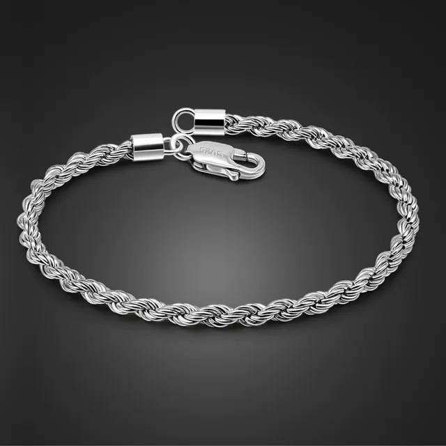3MM Twisted Hemp Flowers Chain Bracelet Electroplating 21.5Cm - Shop at LoveMi