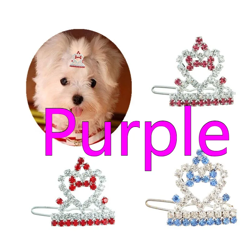 Crown Dogs And Cats Hairpin Ornament Pet - Purple - View 1
