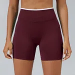 Color Matching Seamless Tight Yoga Shorts Peach Hip Raise - Chestnut Color-Xs
